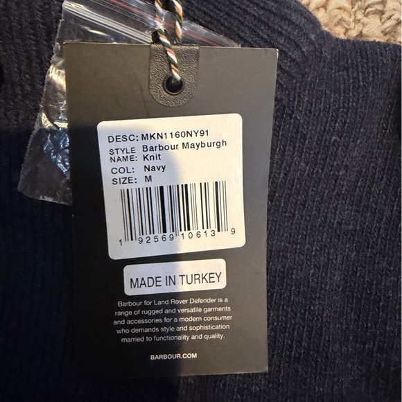 NWT Barbour Men's Mayburgh Knit Quarter Zip/Button Sweater - Picture 2 of 4